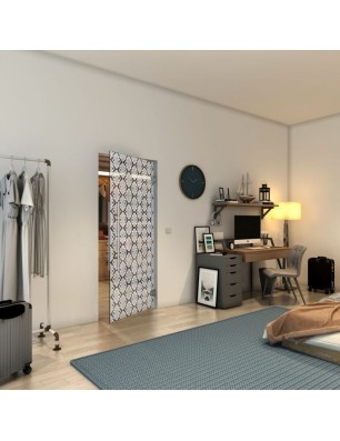 Pendeltür - Fineprint Model 002 Weiss auf Grauglas