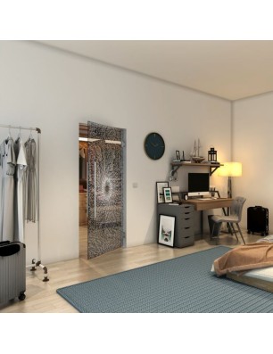 Pendeltür - Fineprint Model 006 Weiss auf Grauglas