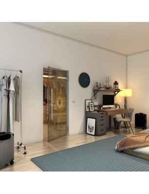 Pendeltür - Fineprint Model 007 Gold auf Grauglas