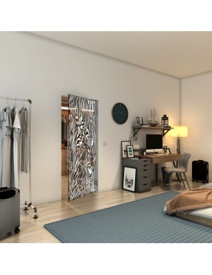 Pendeltür - Fineprint Model 017 Weiss auf Grauglas