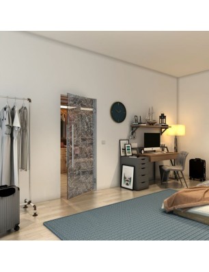 Pendeltür - Fineprint Model 021 Weiss auf Grauglas