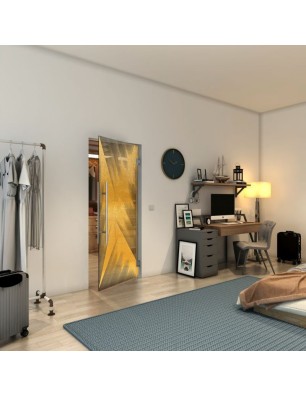 Pendeltür - Fineprint Model 026 Gold auf Grauglas