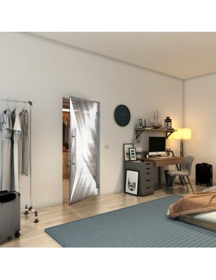 Pendeltür - Fineprint Model 026 Weiss auf Grauglas