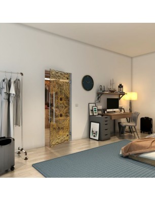 Pendeltür - Fineprint Model 030 Gold auf Grauglas