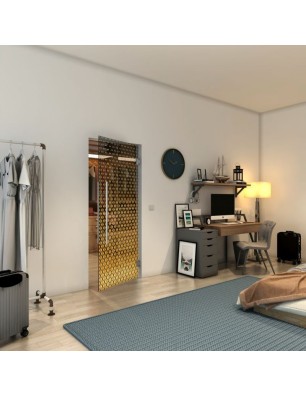 Pendeltür - Fineprint Model 038 Gold auf Grauglas