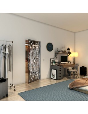 Pendeltür - Fineprint Model 039 Weiss auf Grauglas