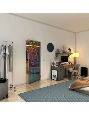 Pendeltür - Fineprint Model 049 Verlauf auf Grauglas