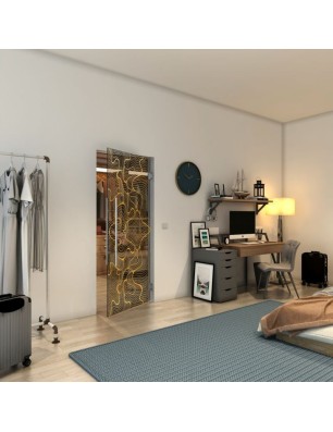 Pendeltür - Fineprint Model 049 Gold auf Grauglas