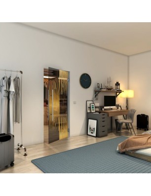 Pendeltür - Fineprint Model 059 Gold auf Grauglas