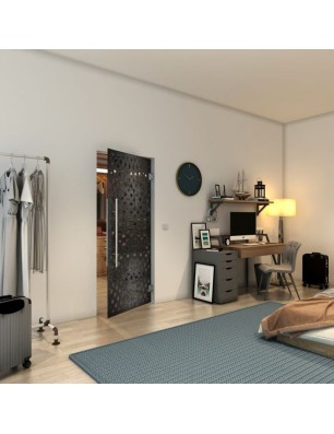 Pendeltür - Fineprint Model 068 Schwarz auf Grauglas