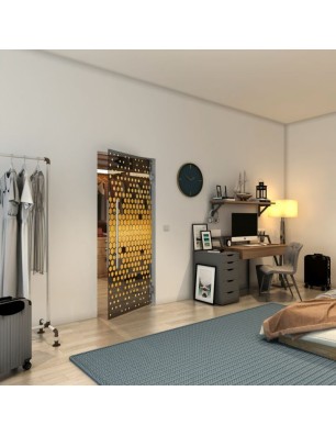 Pendeltür - Fineprint Model 072 Gold auf Grauglas