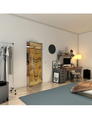 Pendeltür - Fineprint Model 073 Gold auf Grauglas