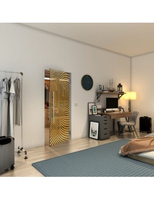 Pendeltür - Fineprint Model 075 Gold auf Grauglas