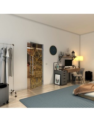 Pendeltür - Fineprint Model 089 Gold auf Grauglas