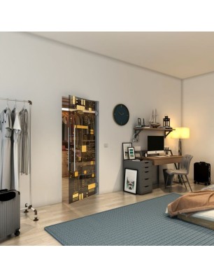 Pendeltür - Fineprint Model 092 Gold auf Grauglas