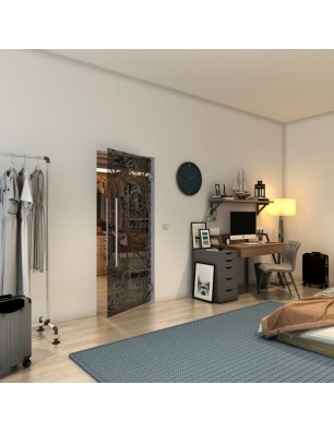 Pendeltür - Fineprint Model 095 Schwarz auf Grauglas