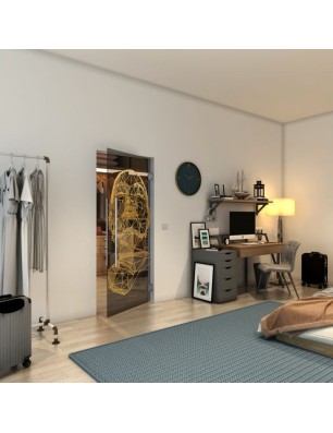 Pendeltür - Fineprint Model 103 Gold auf Grauglas