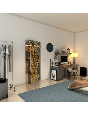 Pendeltür - Fineprint Model 105 Gold auf Grauglas