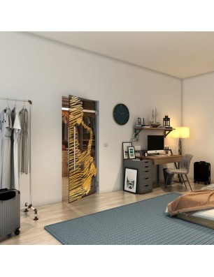 Pendeltür - Fineprint Model 106 Gold auf Grauglas