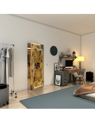 Pendeltür - Fineprint Model 108 Gold auf Grauglas