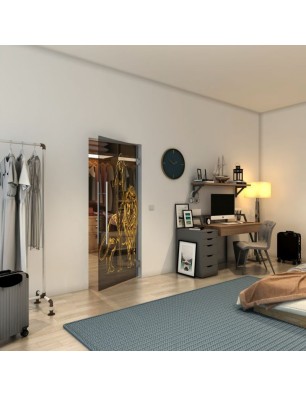 Pendeltür - Fineprint Model 117 Gold auf Grauglas