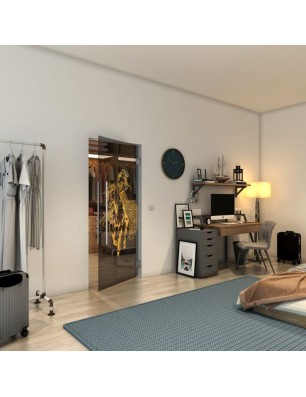 Pendeltür - Fineprint Model 118 Gold auf Grauglas