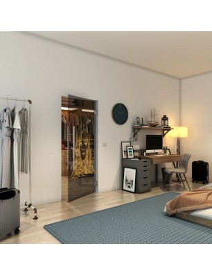 Pendeltür - Fineprint Model 119 Gold auf Grauglas