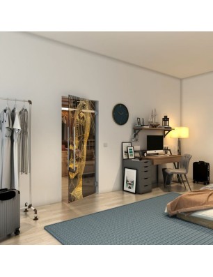 Pendeltür - Fineprint Model 123 Gold auf Grauglas