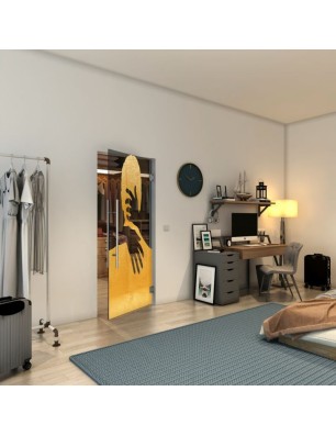 Pendeltür - Fineprint Model 124 Gold auf Grauglas