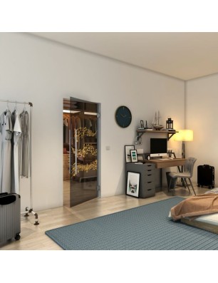 Pendeltür - Fineprint Model 128 Gold auf Grauglas