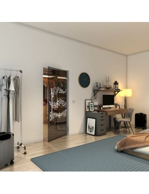 Pendeltür - Fineprint Model 128 Weiss auf Grauglas