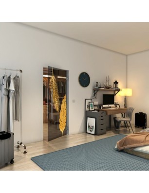 Pendeltür - Fineprint Model 129 Gold auf Grauglas