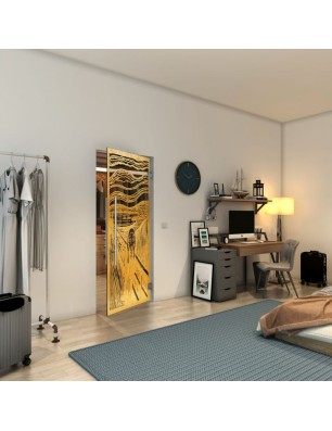 Pendeltür - Fineprint Model 133 Gold auf Grauglas