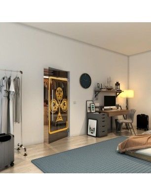 Pendeltür - Fineprint Model 135 Gold auf Grauglas