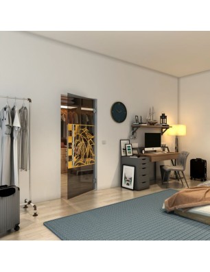 Pendeltür - Fineprint Model 137 Gold auf Grauglas