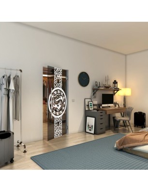 Pendeltür - Fineprint Model 151 Weiss auf Grauglas