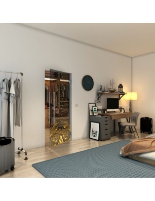 Pendeltür - Fineprint Model 155 Gold auf Grauglas