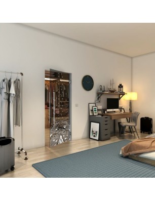 Pendeltür - Fineprint Model 155 Weiss auf Grauglas