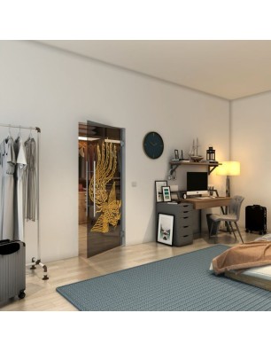 Pendeltür - Fineprint Model 157 Gold auf Grauglas