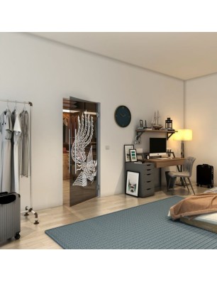 Pendeltür - Fineprint Model 157 Weiss auf Grauglas