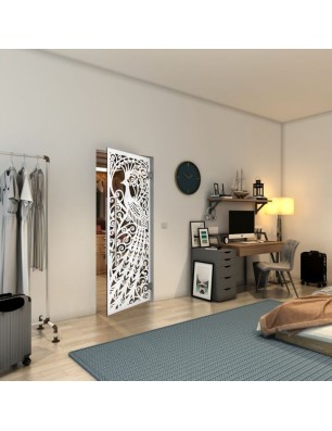 Pendeltür - Fineprint Model 172 Weiss auf Grauglas