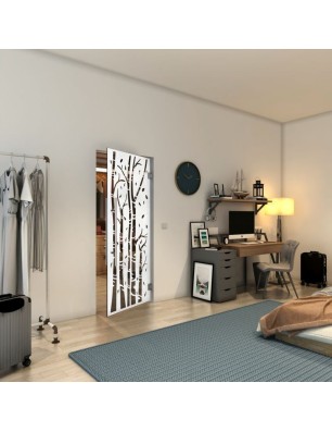 Pendeltür - Fineprint Model 182 Weiss auf Grauglas