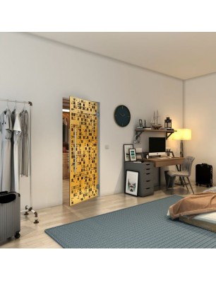 Pendeltür - Fineprint Model 190 Gold auf Grauglas