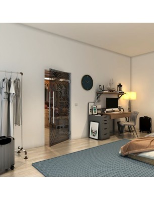 Pendeltür - Fineprint Model 200 Schwarz auf Grauglas