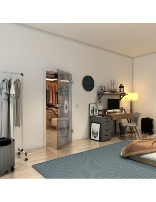 Ganzglastür - Fineprint Model 007 Weiss auf Grauglas