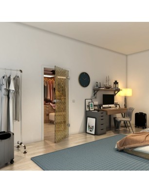 Ganzglastür - Fineprint Model 018 Gold auf Grauglas