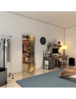 Ganzglastür - Fineprint Model 024 Gold auf Grauglas