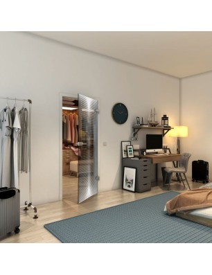 Ganzglastür - Fineprint Model 024 Weiss auf Grauglas