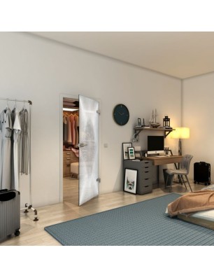 Ganzglastür - Fineprint Model 025 Weiss auf Grauglas