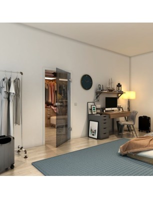 Ganzglastür - Fineprint Model 028 Weiss auf Grauglas